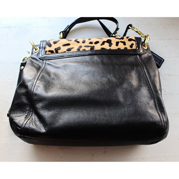 Coach - Park Ocelot (Leopard) Haircalf - Pony Leather Flap Satchel, Convertible - Picture 10 of 15